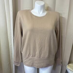 Express Boxy Fleece Crewneck Pullover Padded Shoulder Sweatshirt Size XL